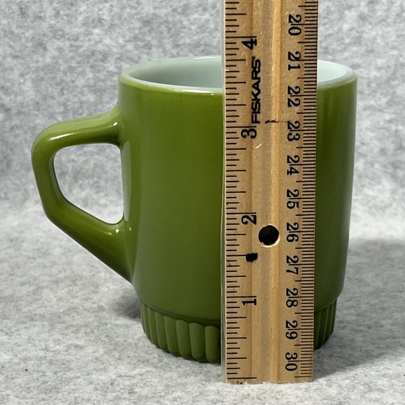 VINTAGE Fire King Anchor Hocking D Handle Mug Ribbed Bottom USA Milk Glass MCM - Picture 8 of 9